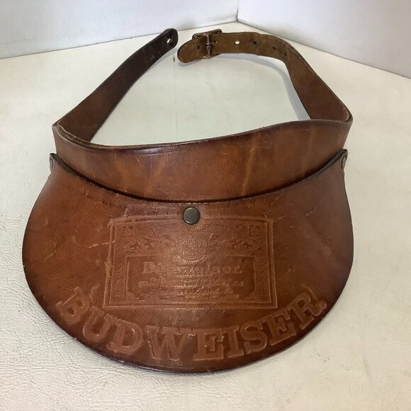 Vintage Budweiser Beer Leather Sun Visor Hat - Picture 1 of 9